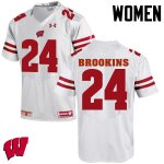 Women's Wisconsin Badgers NCAA #24 Keelon Brookins White Authentic Under Armour Stitched College Football Jersey YR31L27WV